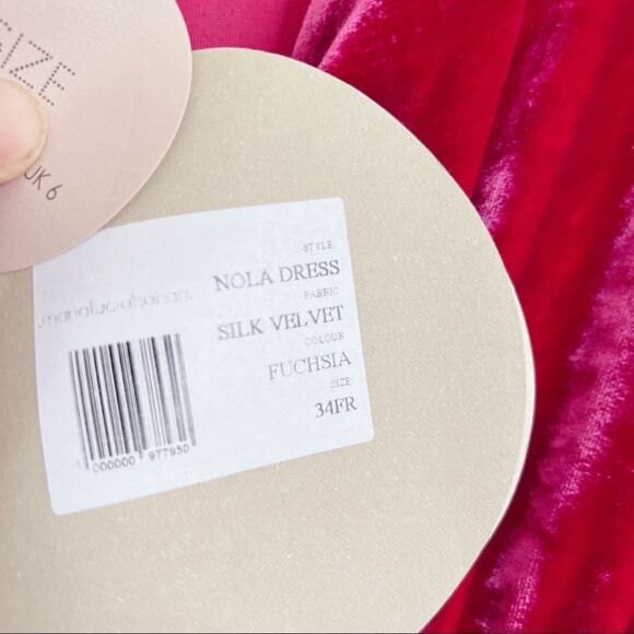 Maria Lucia Hohan Nola silk blend Dress Fuchsia Pink Velvet Size 34 - Picture 9 of 12